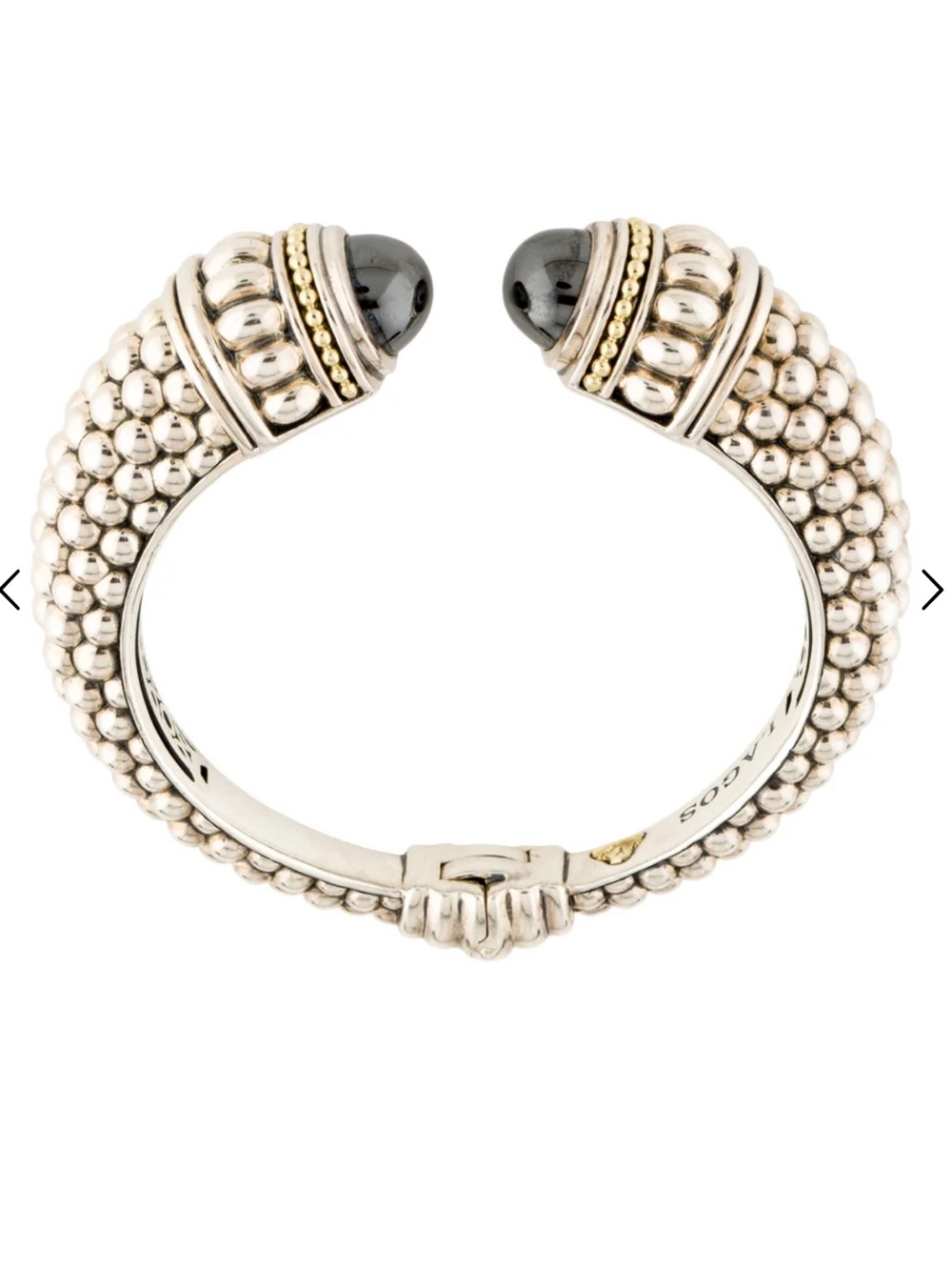LAGOS Silver Beaded Cuff Bracelet with Hematite Stones